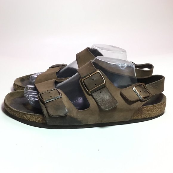 Birkenstock Milano Men\'s Black Leather Sandals US 12 Slingback Buckle Shoes main image 7